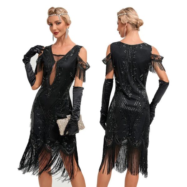 Women's Vintage 1920s Style Sexy Sequin Roaring 20s Gatsby Party Flapper Dress Lady Annual Meeting Party New Year Dress