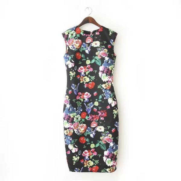 Autumn Beach Dresses Elegant Slim Women's Dresses Pencil Vestidos Floral Sexy Bodycon Long Party Sexy Dresses AA8062
